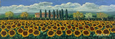Quadro di R. Berti Girasoli - olio tavola 